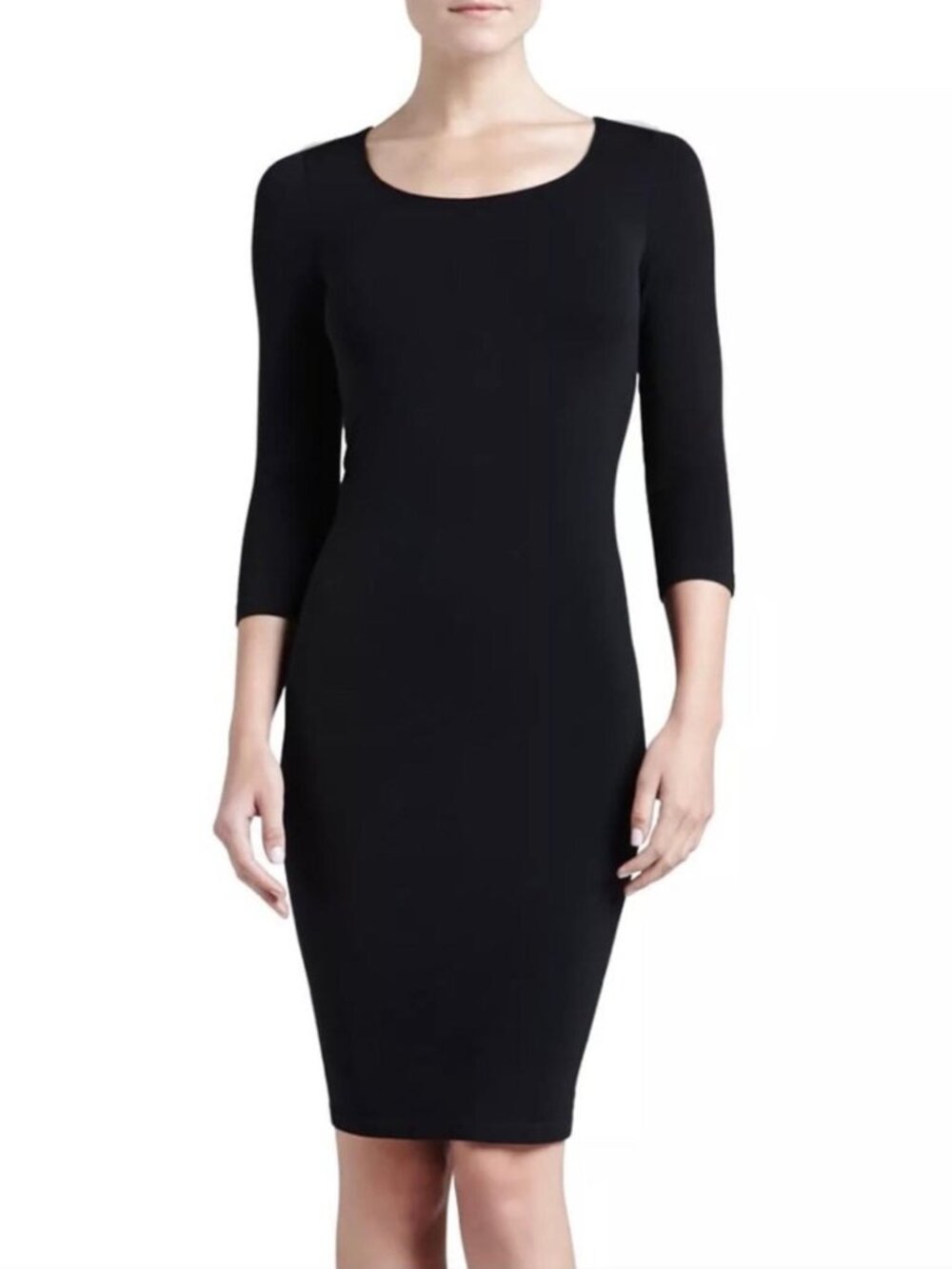 Wolford Barcelona Dress black bodycon stretch 3/4 sleeve LBD classic elegant S